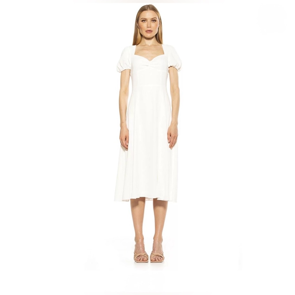 Alexia Admor Gracie Sweetheart Slit Midi Dress  Ivory NWT Size 8